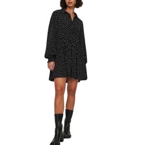 GLAMOROUS BLACK FLORAL LONG SLEEVE OVERSIZED TUNIC DRESS